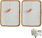 2 Pcs Natural Sisal Cat Scratcher Mat,Cat Scratching Pad with A Play Toy for Protector Fabric Sofa,Wall,Furniture and Door from Kittens Scratching