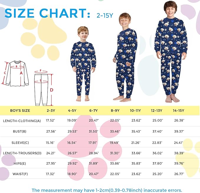 MyPupSocks Customizable Pet Lover Pajama Sets | Personalized Face Printed Sleepwear for Daughter & Son