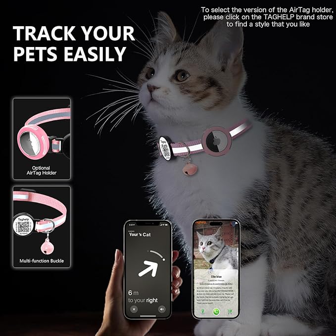6 Pack QR Code Cat Collar - Breakaway Reflective Collars with Bell & Online ID Profile, Double Protection Set for Multiple Cats, Mixed Colors