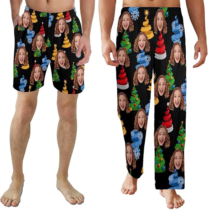 Custom Pajama Pants for Men, Personalized PJ Pants with Photos, Custom Mens Pajama Shorts, Gifts for Dad Husband