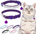 EXPAWLORER Soft Velvet Safe Cat Collars for Girl Cats - Rhinestones Bling Diamante Adjustable Collars Breakaway- Chirstmas Cat Clollar Gifts with Bells for Boy Cats Kitty and Small Dogs