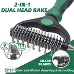 Pet Grooming Kit - 7 PCS Green Deshedding Brush Set with Undercoat Rake, Slicker Brush, Bath Brush & Nail Clipper for Short & Long-Haired Dogs and Cats