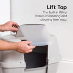 IRIS USA Corner Cat Litter Box Enclosed with Scoop - Privacy and Easy Access for Cleaning, Odor Defensive Hooded Litter Tray, Sturdy Stain Resisting Plastic, Fits in Most Corners, Gray