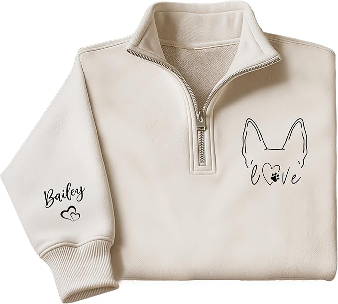 Personalized Dog Mom Sweatshirt, Custom Dog Ear Line Art Portrait Sweatshirt for Women, Pet Name Pullover Crewneck for Women, Customized Pet Lover Gifts, Mom Gift for Christmas Mothers 2