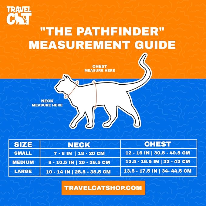 Travel CAT The Pathfinder Cat Harness with GPS Tracker Pocket - Powered by Tractive Cat Harness Escape Proof - Walking Escape Proof Harness for Small, Large Cat, Kitten (Blue, Small)