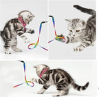 Cat Wand Interactive Toy, 5 Sets Colorful Fabric Ribbon Sticks, Indoor Interactive Cat String Toy