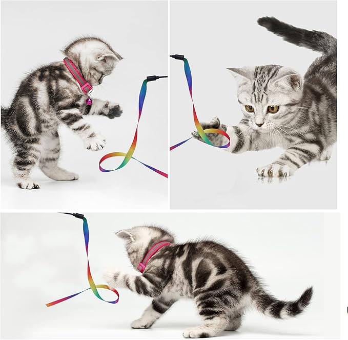 Cat Wand Interactive Toy, 5 Sets Colorful Fabric Ribbon Sticks, Indoor Interactive Cat String Toy