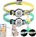Smart QR Code Cat Collar 2-Pack, Breakaway Reflective Collar with Digital ID Tag - The Smart Upgrade to Personalized Name Collars, Adjustable with Bell (Yellow & Green)