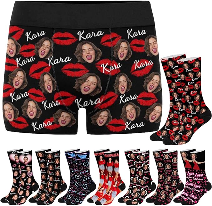 M YESCUSTOM Custom Faces Funny Short Briefs Gift for Husband Underwear