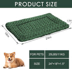 Washable Dog Bed Plush Orthopedic Outdoor Crate Mat with Non-Slip Bottom,Luxe Soft Kennel Pad for Pets,Cozy Cage Cushion & Pet Sleeping Mattress Large Sized,Medium,Small Dogs,24 x 18 inch,Green