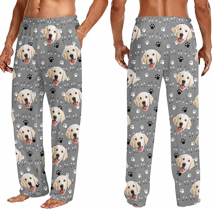 Custom Couple Pajama Pants Sock with Funny Face, Personalized PJ Anniversary Birthday Women Men Pants