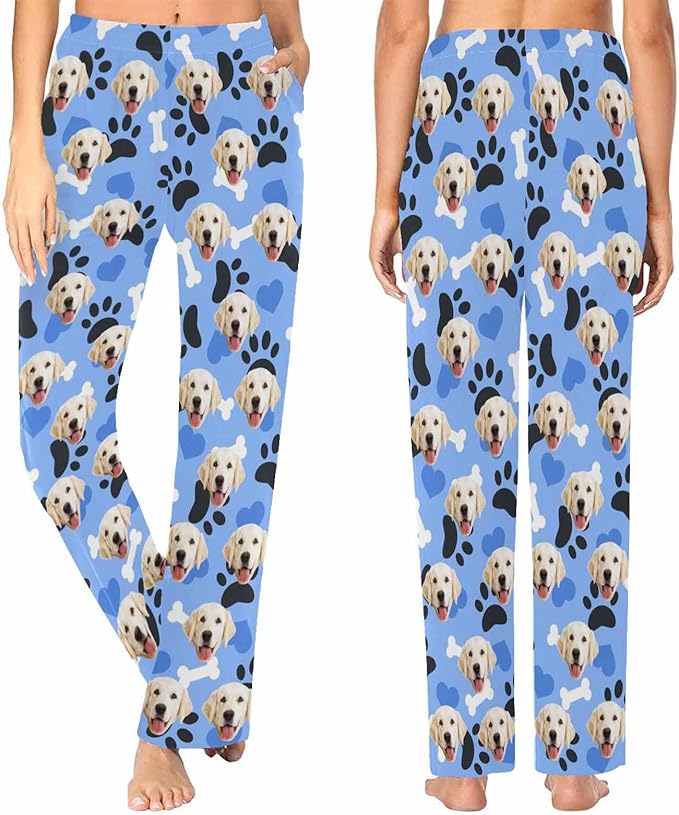Custom Face Pajamas Pants Personalized Nightwear Bottoms for Women XS-XXL