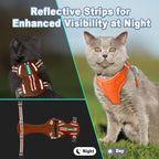Cat Harness and Leash Set Escape Proof for Kitten Walking, Soft Adjustable Top Handle Vest Harnesses for Cats, Easy Control Breathable Reflective Small Medium Large, Orange, XXS