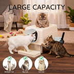 Cat Litter Box with Lid,Extra Large Enclosed Removable Cat Litter Boxes ，Stainless Covered，Top Entry Metal Kitty Litter Box with Cover.High Sided Enclosure with Scoop-White