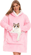 Wearable Blanket Hoodie with Giant Pocket, Soft Warm Sherpa Fleece Oversized Blanket Sweatshirt Gifts for Women Men