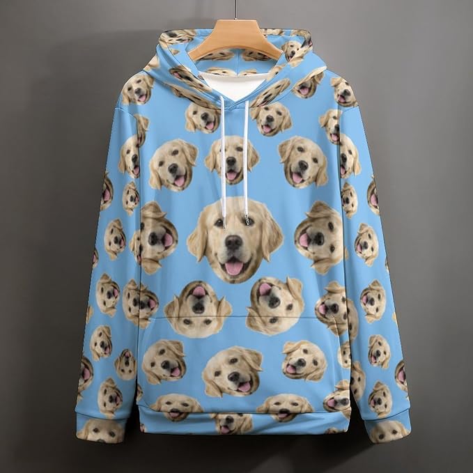 Artsadd Custom Face Unisex athletic Pockets Sweatshirt Loose Hoodie Custom Christmas Long Sleeve Sweatshirt Hooded Pullover
