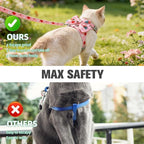 PAWCHIE Cat Harness and Leash Set Escape Proof with Bow Knot, Adjustable Kitten Vest Harness for Outdoor Indoor Use, Lightweight Soft Walking Travel Pet Harness for Medium Cats Boys Girls,Pink M