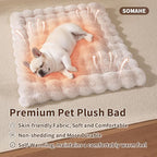 Self-Warming Cat Bed, Plush Faux Fur Pet Bed Mat with Anti-Slip Bottom, Ultra Soft Heated Bed for Cats & Medium Dogs, Cozy Fluffy Pad for Couch & Crate, Machine Washable, 27x20 Inch White