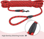 Long Dog Leash for Training 50Ft-Reflective Nylon Rope with Swivel Hook-Recall Agility Lead for Large Small Medium Dogs Outside Walking Hiking-Red