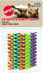 SPOT Colorful Springs Cat Toys – 3" Bouncy Coils for Indoor Cats & Kittens to Swat, Chase & Bite, Safe Lightweight Plastic, Interactive Enrichment Toys, 10-Pack Multi-Color