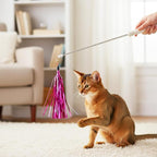 8 Pcs Cat Wand Toy Replacement with Bell Metallic Foil Tassel, 9 Inches Interactive Wand Toys for Indoor Cats for Most Cats Chase Exercise with Kitten (Multi Colored)