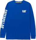 Caterpillar Trademark Banner Long Sleeve Tee Shirts for Men with Center Back Neck Wire Management Loop and Cat Workwear Logo
