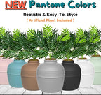 Good Pet Stuff Hidden Litter Box Planter, Decorative Cat Litter Enclosure with Carbon Filter, Artificial Plant, Easy Clean, Improved Design, Round Style, Base Kit, Pebble Gray