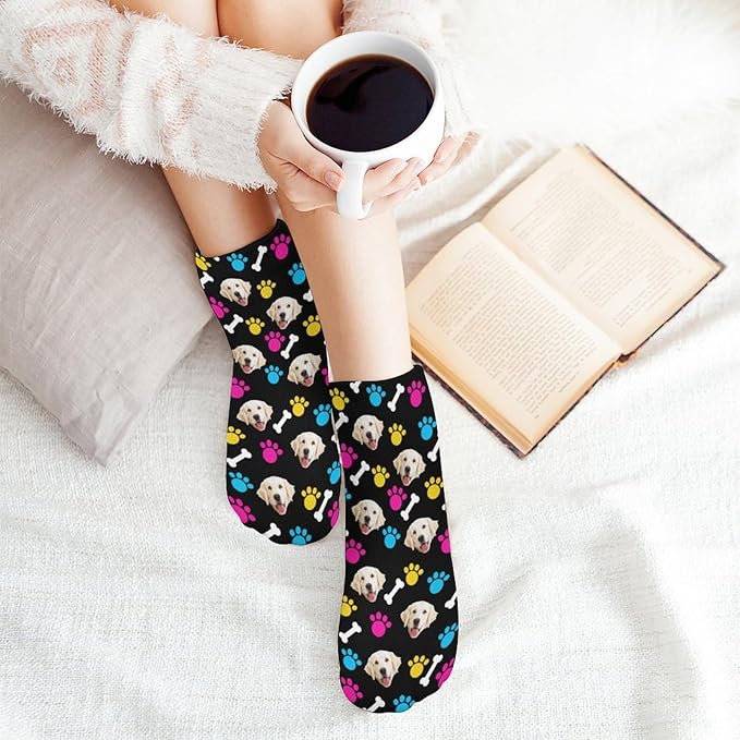 Personalized Ankle Socks with Face Custom Photo Socks Low Cut Ankle Socks Athletic Socks Valentine's Day Gifts for Women Men