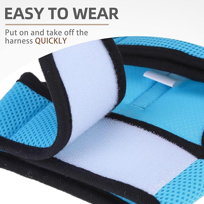 PUPTECK Soft Mesh Cat Vest Harness and Leash Set Puppy Padded Pet Harnesses Escape Proof for Cats Small Dogs, Blue Large