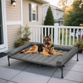 Veehoo Cooling Elevated Dog Bed Add Removable Waterproof Bolster Cushion Mat, Raised Pet Cot with Breathable Teslin Mesh, No-Slip Feet, Dog Couch Bed for Indoor Outdoor, 53 inches, Black Silver