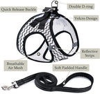 BOOMIBOO Dog Harness with Leash Set, No Pull Adjustable Reflective Step-in Puppy Pet Vest Harnesses for Small Medium Large Dogs and Cats,White Stripe S