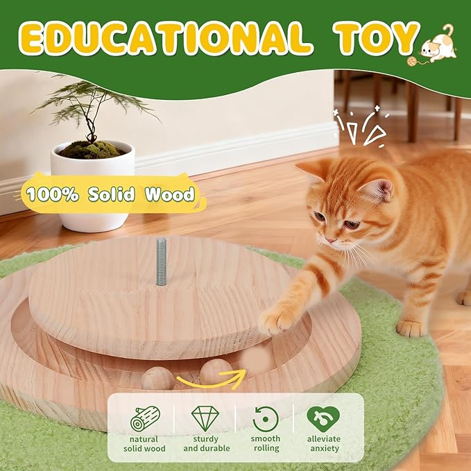 Cat Scratching Post,41'' Tall Cat Tree 3.8'' Diameter Sisal Rope Scratching Posts for Indoor Cats Adults,Cat Scratcher Ball with 360° Rotating Hangling Ball,Wood Interactive Ball Toy for Cats Kittens