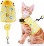 BINGPET Cat Harness and Leash Set Escape Proof for Walking,Step-in Harness with Lightweight Soft Breathable Mesh,Adjustable Easy Control Harness (Sunshine Citrine, L(Chest:12.5-16.5"))