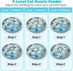 Cat Puzzle Toys Games Level 3 in 1 with Track Balls, Feather Teaser & Treat Feeder | Non-Slip Base | Mental Stimulation Enrichment for Indoor Cats | Kitty Gift, Blue