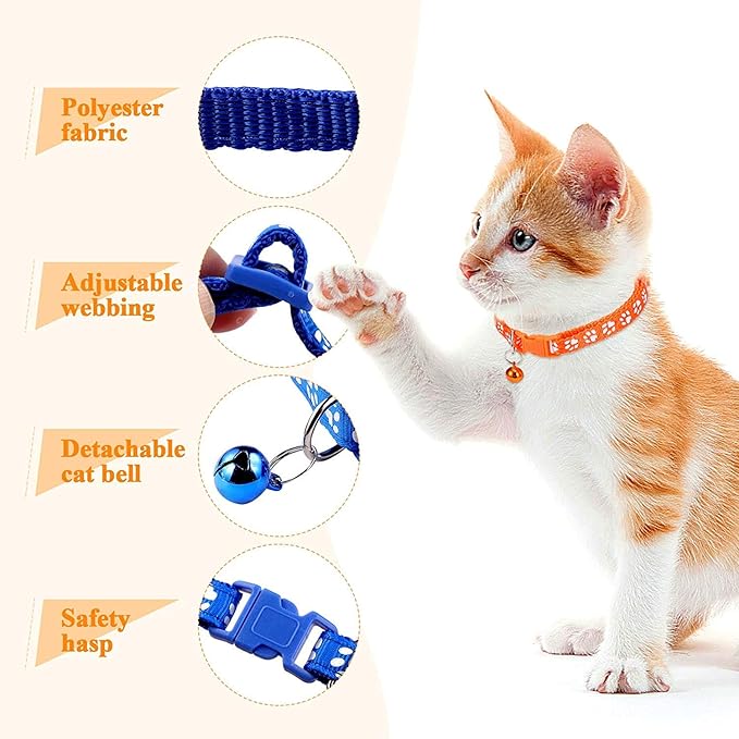 Puppy Collars, 19Pcs Whelping Puppy ID Collars with Bell Adjustable 19-32cm, Soft Nylon Litter Identification Dog Collars for Newborn Pets