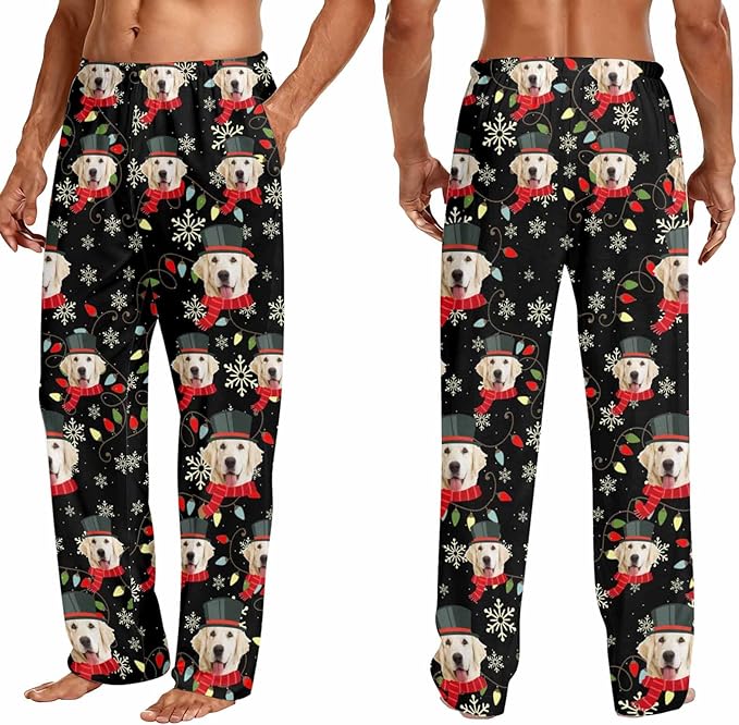Custom Couple Pajama Pants Sock with Funny Face, Personalized PJ Anniversary Birthday Women Men Pants