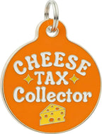 Bad Tags Personalized Dog and Cat ID Tags in 25+ Designs and 2 Sizes - 5 Lines of Custom Engraved Text - Funny Cute Personalized Pet Tags (Cheese Tax Collector, Large (1.25 inch))
