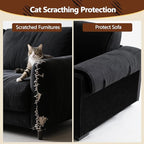 Cat Scratch Furniture Protector, 78.7"x15.8" Self Adhesive Cat Scratch Mat Pad,Cut to Fit DIY Replacement Carpet for Tree,Wall,Bed,Door, Couch Protector (Deep Black)