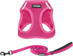 Best Pet Supplies Voyager Step-in Air All Weather Mesh Harness and Reflective Dog 5 ft Leash Combo with Neoprene Handle, for Small, Medium and Large Breed Puppies - Set (Fuchsia), S