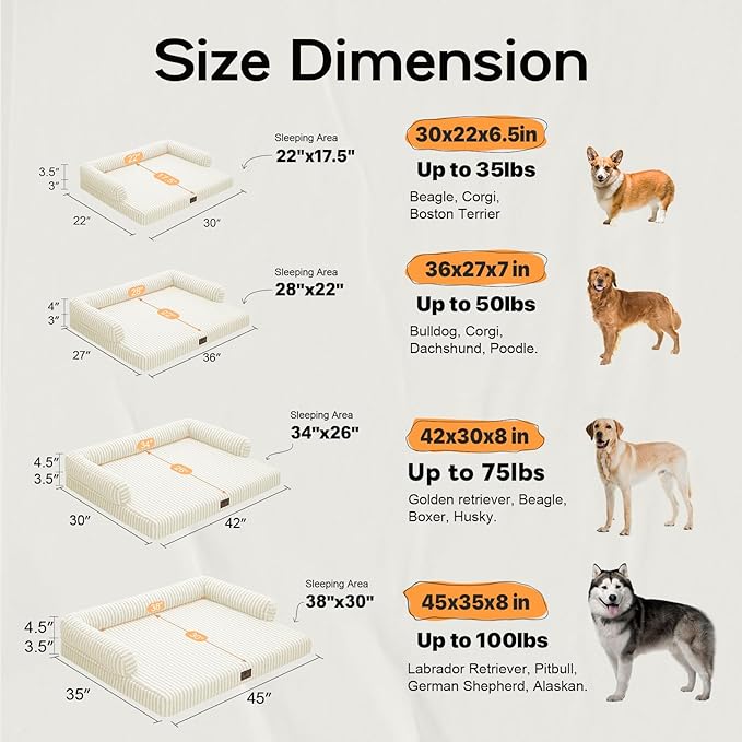 Dog Bed Medium Size Dog-Orthopedic Waterproof Bed for Dogs,Foam Couch Sofa with Washable Removable Cover & Non-Slip Bottom