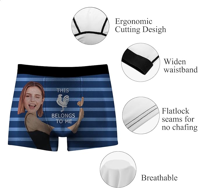 M YESCUSTOM Custom Faces Funny Short Briefs Gift for Husband Underwear