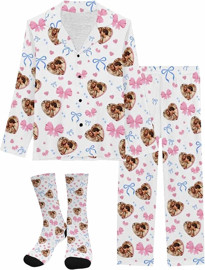 Artsadd Personalized Pajamas with Faces for Women Men Custom Christmas Pajamas Gifts for Family Couple, Funny Photo Pjs