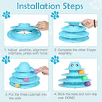 UPSKY 20 PCS Cat Toys - 3-Level Turntable Roller with Balls for Indoor Cats, Kitten Set with Teaser, Mice, Spring, and Various Ball Toys