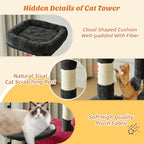 DUMOS Small 44 Inch Cat Tree Tower, Cat Climbing Tower with Natural Sisal Scratching Posts, Hammock, Pet Condo for Indoor Cats and Kittens Play, Black and Red
