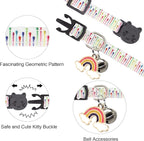 2 Pack Breakaway Cat Collar with Bells, Adjustable Kitten Safety Collars for Boys & Girls, Black+White