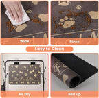 Pet Feeding Mat-Absorbent Pet Placemat for Food and Water Bowl, with Waterproof Rubber Backing, Quick Dry Water Dispenser Mat for Dog and Cat (20"x12", Brown)