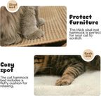 Cat Hammock Bed, Wooden Elevated Cat Beds with Natural Sisal Scratching Mat, Cats Scratcher Bed with Removable Soft Cushion, Cats Scratching Beds with Wood Frames, 22" L x 17.7" W