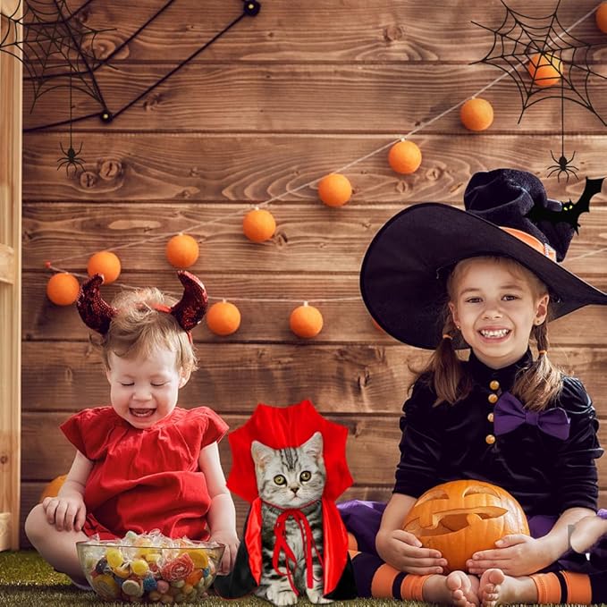 Halloween Pet Cape Costume - Vampire Cloak, Wizard Outfit, Witch Cosplay Apparel, Party Costumes for Small Medium Dogs and Cats - Pet Supplies Accessories