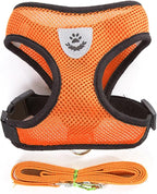 shudyear Summer cat Chest Harness and Leash, Anti-Escape Adjustable Soft mesh cat Leash and Chest Harness Set for All Types of Cats cat Vests (Size XL, Orange)