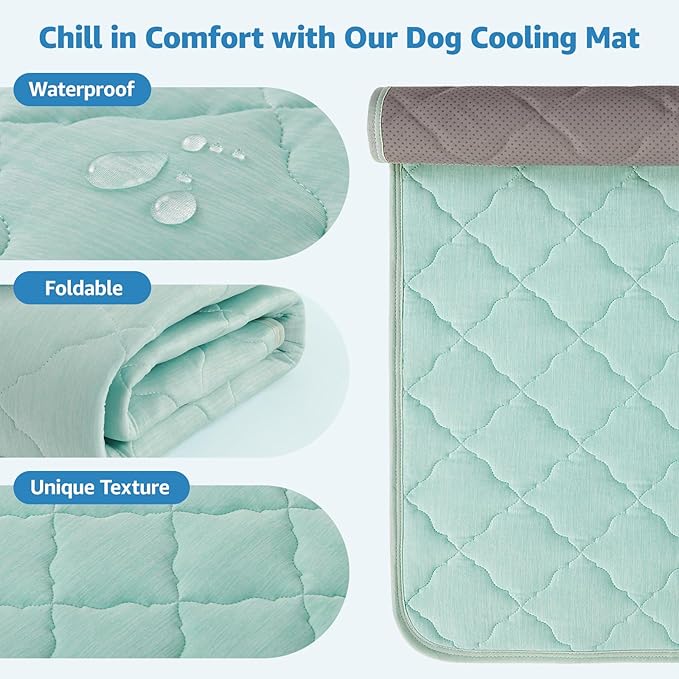 LOOBANI Dog Cooling Mat for Large Dogs - Dog Cooling Pad for Summer with Anti-Slip Bottom, Washable Cool Mat for Dogs, Cats, Indoor & Outdoor Use, Bed, Couch, Crate, and Kennels